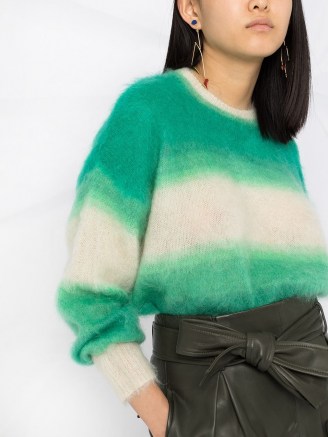 Isabel Marant Étoile Drussell Sweater | green and cream mohair-blend sweaters