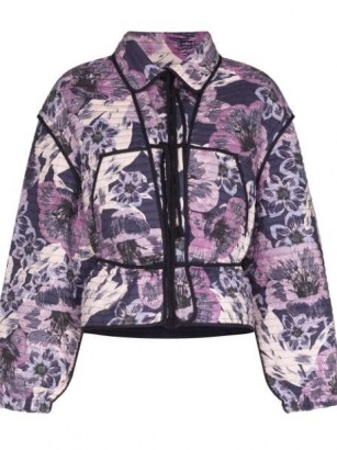 Isabel Marant Étoile Haines Floral Print Quilted Jacket ~ purple padded jackets