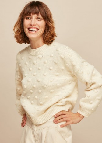 Whistles BOBBLE KNITTED JUMPER | ivory textured jumpers - flipped