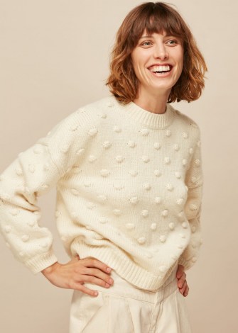 Whistles BOBBLE KNITTED JUMPER | ivory textured jumpers