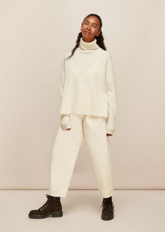 Whistles ROLL NECK WOOL KNIT IVORY | neutral high neck sweater