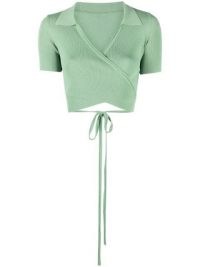 Jacquemus Cache-coeur wraparound cardigan ~ green contemporary cropped cardigans ~ wrap design