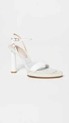 Jacquemus Les Novio Sandals / white leather ankle strap sandal / strappy high heels