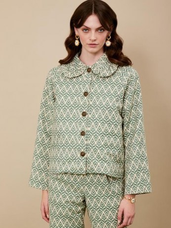 sister jane Wonderland Tapestry Jacket – green oversized collar jackets