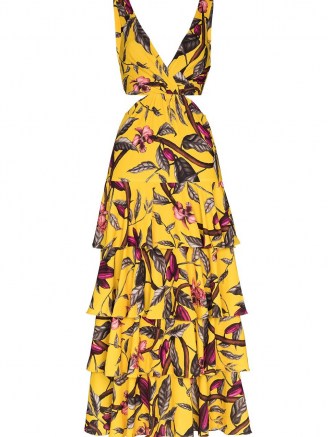 Johanna Ortiz Nature’s Eloquence tiered maxi dress ~ yellow cut out dresses ~ tie back
