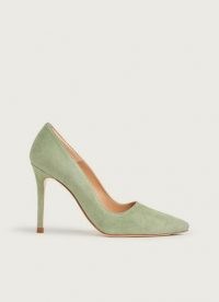 L.K. BENNETT KATIE SOFT GREEN SUEDE COURTS / high heel court shoes
