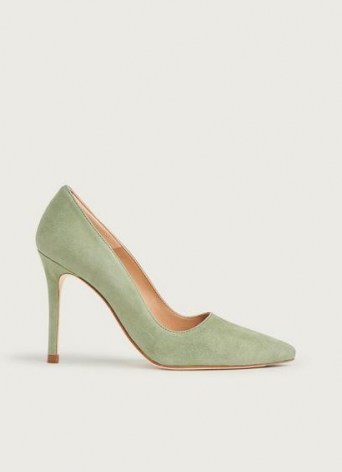 L.K. BENNETT KATIE SOFT GREEN SUEDE COURTS / high heel court shoes