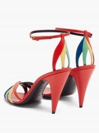 SAINT LAURENT Kristen cone-heel leather sandals / vibrant colour block ankle strap shoes