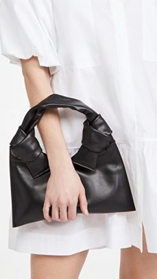 Little Liffner Knot Evening Bag in black leather - flipped