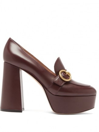 GIANVITO ROSSI Louise 70 leather platform loafers / brown 70s style platforms / vintage look shoes - flipped