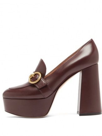 GIANVITO ROSSI Louise 70 leather platform loafers / brown 70s style platforms / vintage look shoes