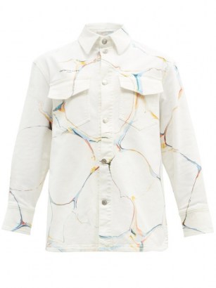 STELLA MCCARTNEY Marble-print denim jacket | casual white shirt style jackets - flipped