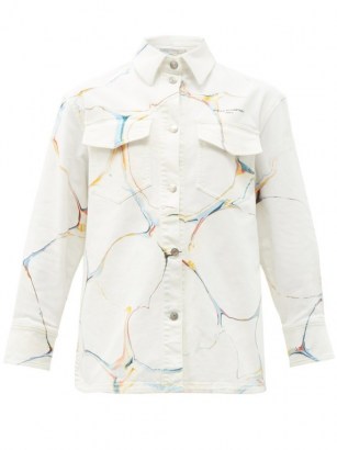 STELLA MCCARTNEY Marble-print denim jacket | casual white shirt style jackets