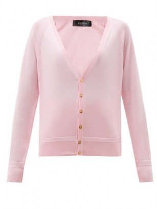 VERSACE Pink Medusa-button jersey cardigan / designer V-neck cardigans - flipped