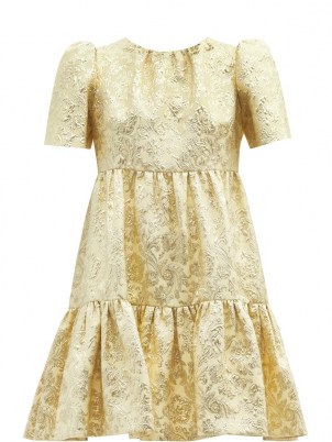 DOLCE & GABBANA Tiered brocade mini dress ~ gold empire waistline dresses ~ luxe Italian clothing - flipped