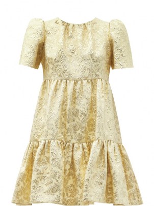 DOLCE & GABBANA Tiered brocade mini dress ~ gold empire waistline dresses ~ luxe Italian clothing