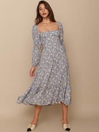 REFORMATION Mica Dress in Wallflower / floral full skirt midi dresses - flipped