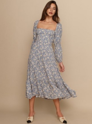 REFORMATION Mica Dress in Wallflower / floral full skirt midi dresses