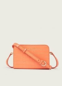 L.K. BENNETT MINI MARIE APRICOT CROC-EFFECT LEATHER CROSSBODY BAG ~ small luxe bags