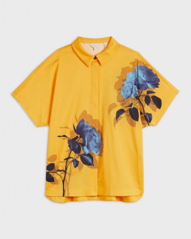 TED BAKER AIDENN Modernity Oversize Short Sleeve Shirt / yellow floral shirts