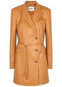 NANUSHKA Remi brown faux leather blazer dress ~ jacket style dresses