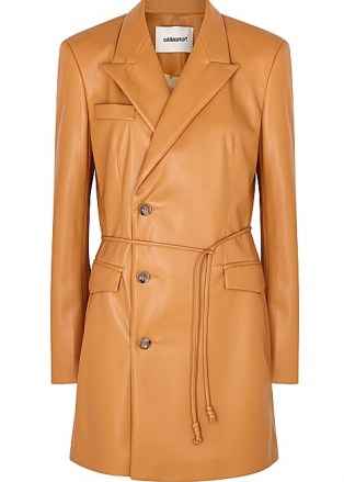 NANUSHKA Remi brown faux leather blazer dress ~ jacket style dresses - flipped