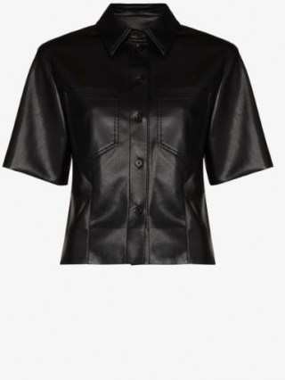 Nanushka Sabine Vegan Leather Shirt ~ black shirts