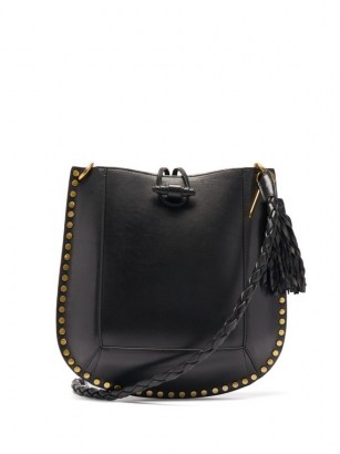 ISABEL MARANT Oskan studded leather shoulder bag | black stud detail bags - flipped
