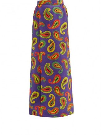 GUCCI Paisley-print canvas maxi skirt / long purple skirts - flipped