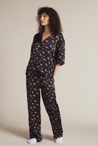 GHOST PENNY SATIN PJ SET Rose Ditsy / floral pyjama sets / pyjamas / nightwear - flipped