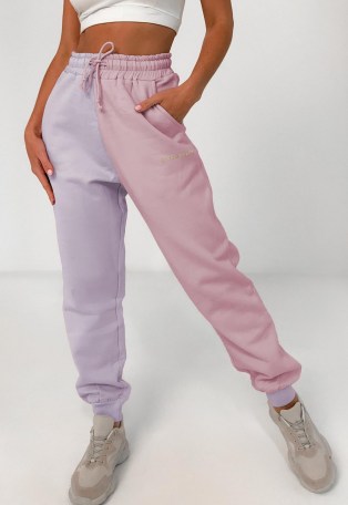 Missguided petite pink colour block missguided oversized joggers