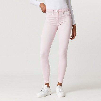 RIVER ISLAND Pink Molly mid rise jeggings ~ denim skinnies - flipped