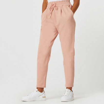 RIVER ISLAND Pink ponte pleated joggers - flipped
