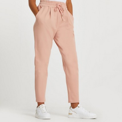RIVER ISLAND Pink ponte pleated joggers