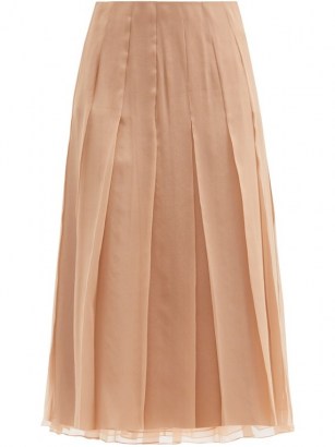 GUCCI Pleated chiffon midi skirt ~ sheer overlay pleat detail skirts