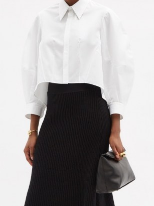 ALEXANDER MCQUEEN Puff-sleeve cropped cotton-poplin shirt | contemporary cropped shirts | volume - flipped