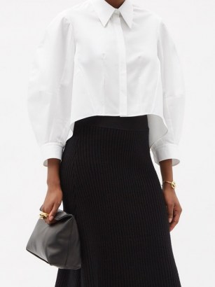 ALEXANDER MCQUEEN Puff-sleeve cropped cotton-poplin shirt | contemporary cropped shirts | volume