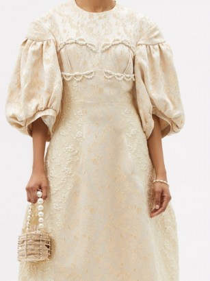 SIMONE ROCHA Puff-sleeve floral-brocade dress – romantic luxe dresses - flipped