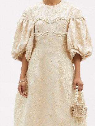SIMONE ROCHA Puff-sleeve floral-brocade dress – romantic luxe dresses