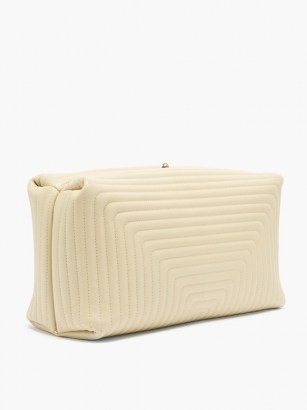 JIL SANDER Quilted-leather clutch / boxy cream clasp fastening bags - flipped