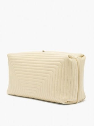 JIL SANDER Quilted-leather clutch / boxy cream clasp fastening bags