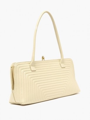 JIL SANDER Quilted-leather shoulder bag in cream ~ vintage shaped handbag - flipped