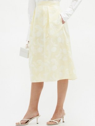 ERDEM Reed A-line floral fil-coupé skirt ~ feminine pleated waist skirts - flipped