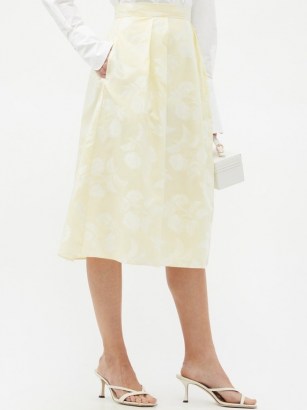 ERDEM Reed A-line floral fil-coupé skirt ~ feminine pleated waist skirts