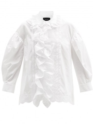 SIMONE ROCHA Ruffled cotton-poplin blouse – whiter oversized collar blouses – ruffle trim