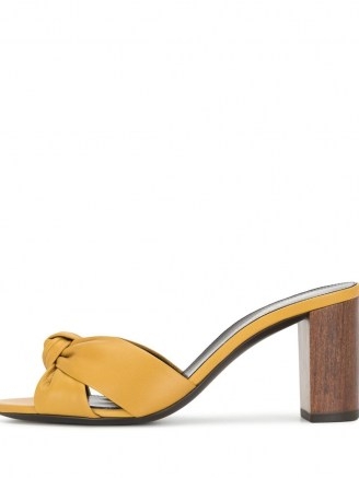 Saint Laurent Bianca 75mm yellow-leather mules ~ front knot slip on sandals
