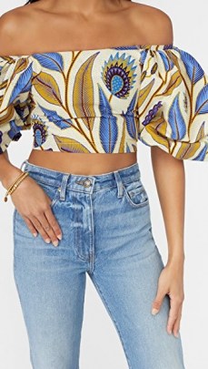 SIKA Reese Top / cropped bardot tops / short balloon sleeves / off the shoulder - flipped