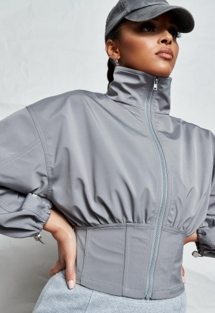 Missguided silver corset waist technical jacket | on-trend jackets - flipped