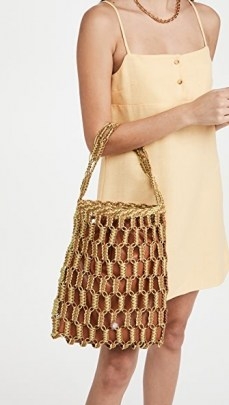 Simon Miller Tiki Tote in Chartreuse/Toffee - flipped