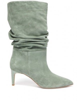 PARIS TEXAS Slouchy green-suede boots - flipped